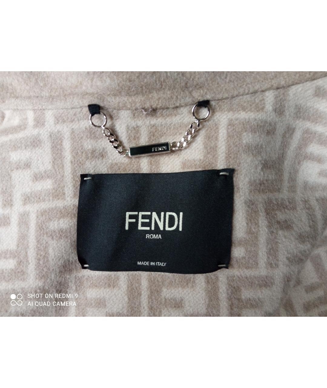 FENDI Бежевая шерстяная шуба, фото 3