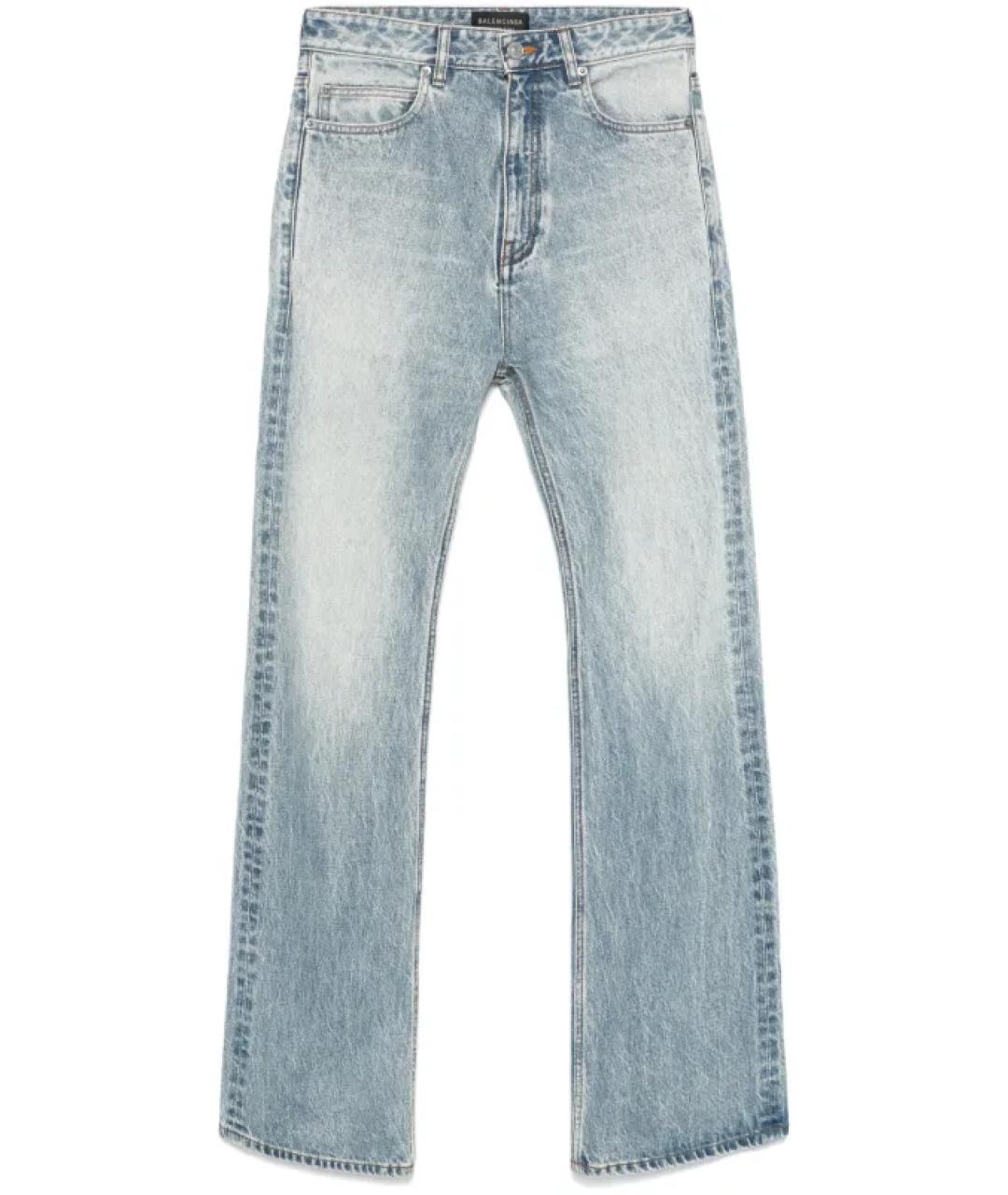 BALENCIAGA Голубые хлопковые прямые джинсы, фото 1