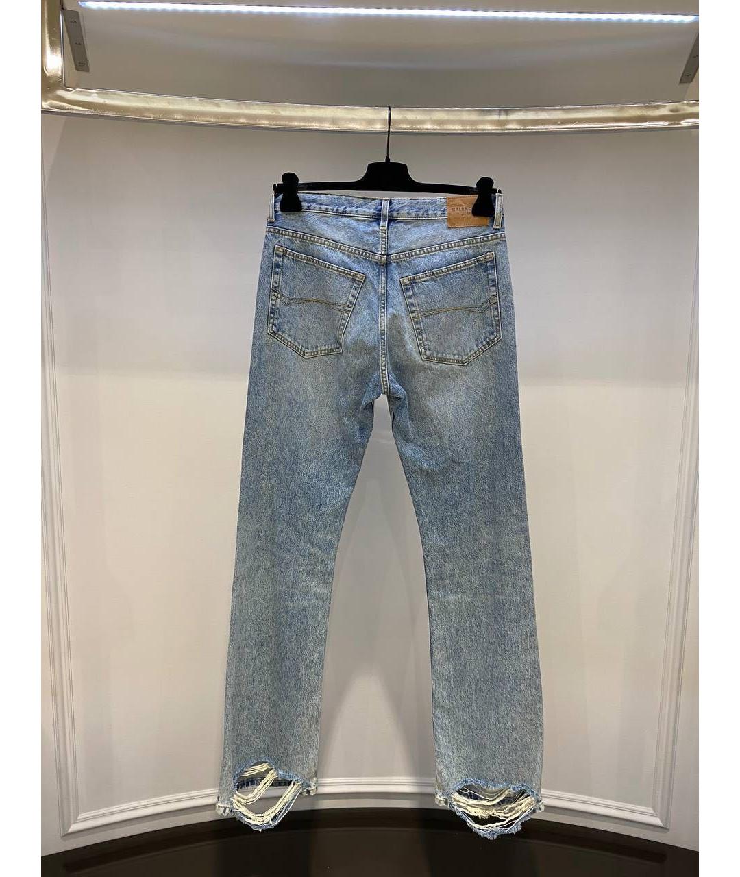 BALENCIAGA Голубые хлопковые прямые джинсы, фото 3