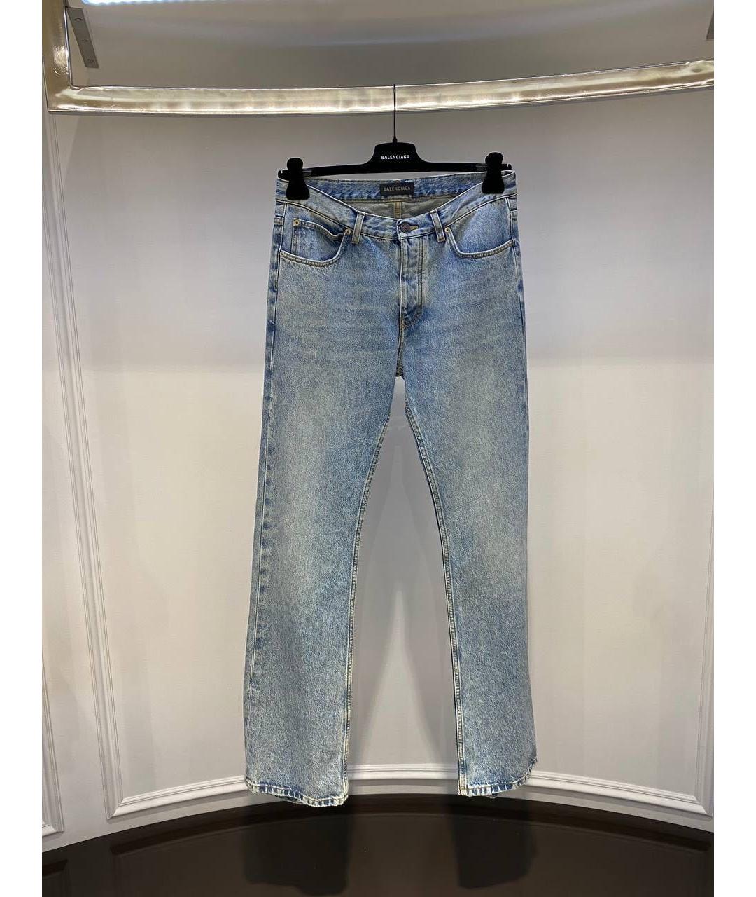 BALENCIAGA Голубые хлопковые прямые джинсы, фото 2