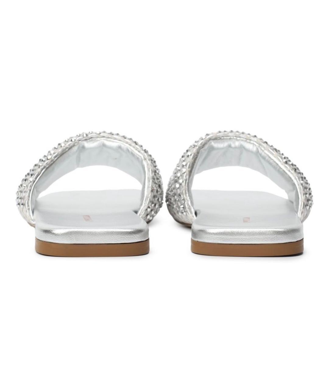 LE SILLA Серебряные кожаные шлепанцы, фото 4
