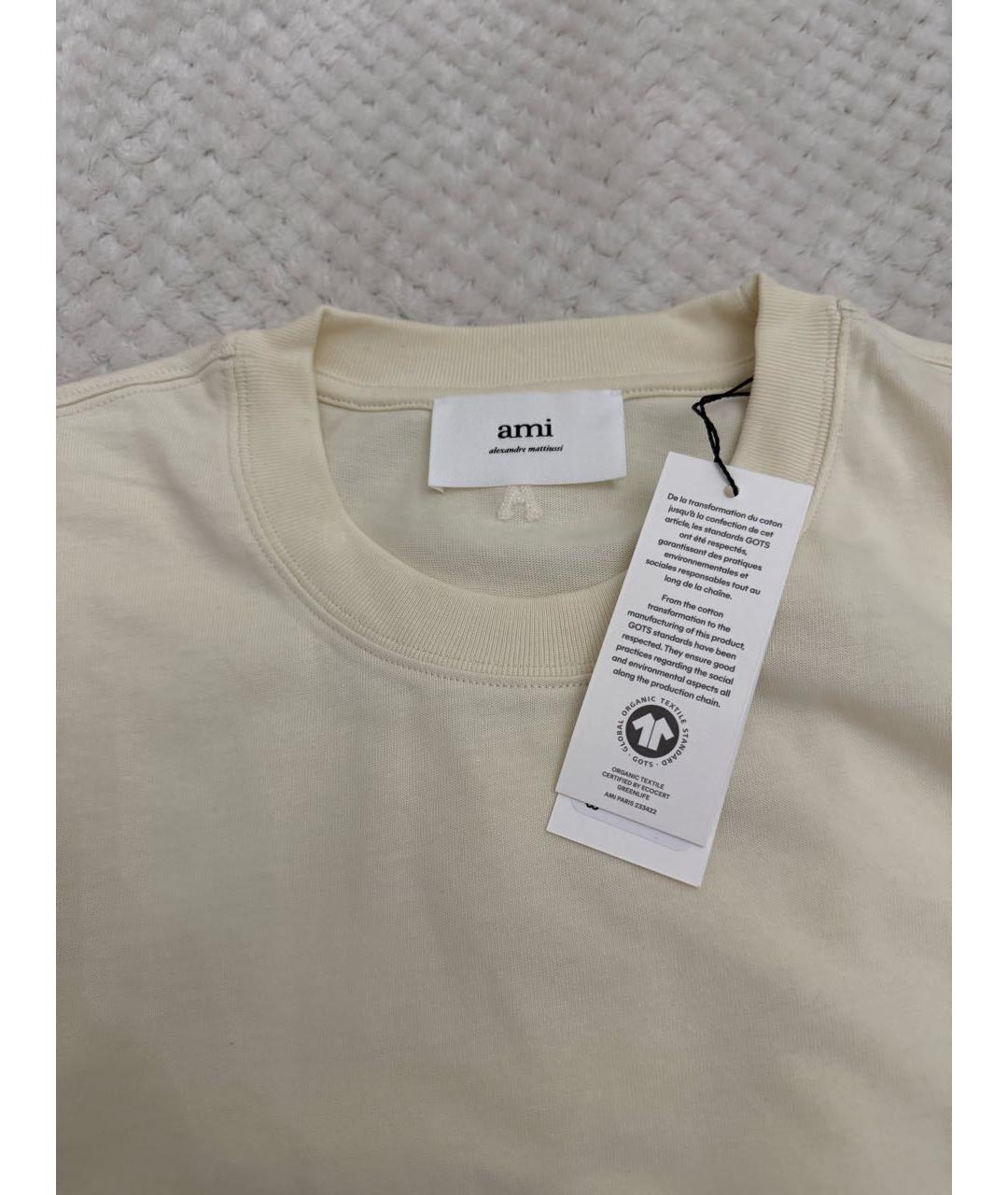 Ami Paris Бежевая хлопковая футболка, фото 3
