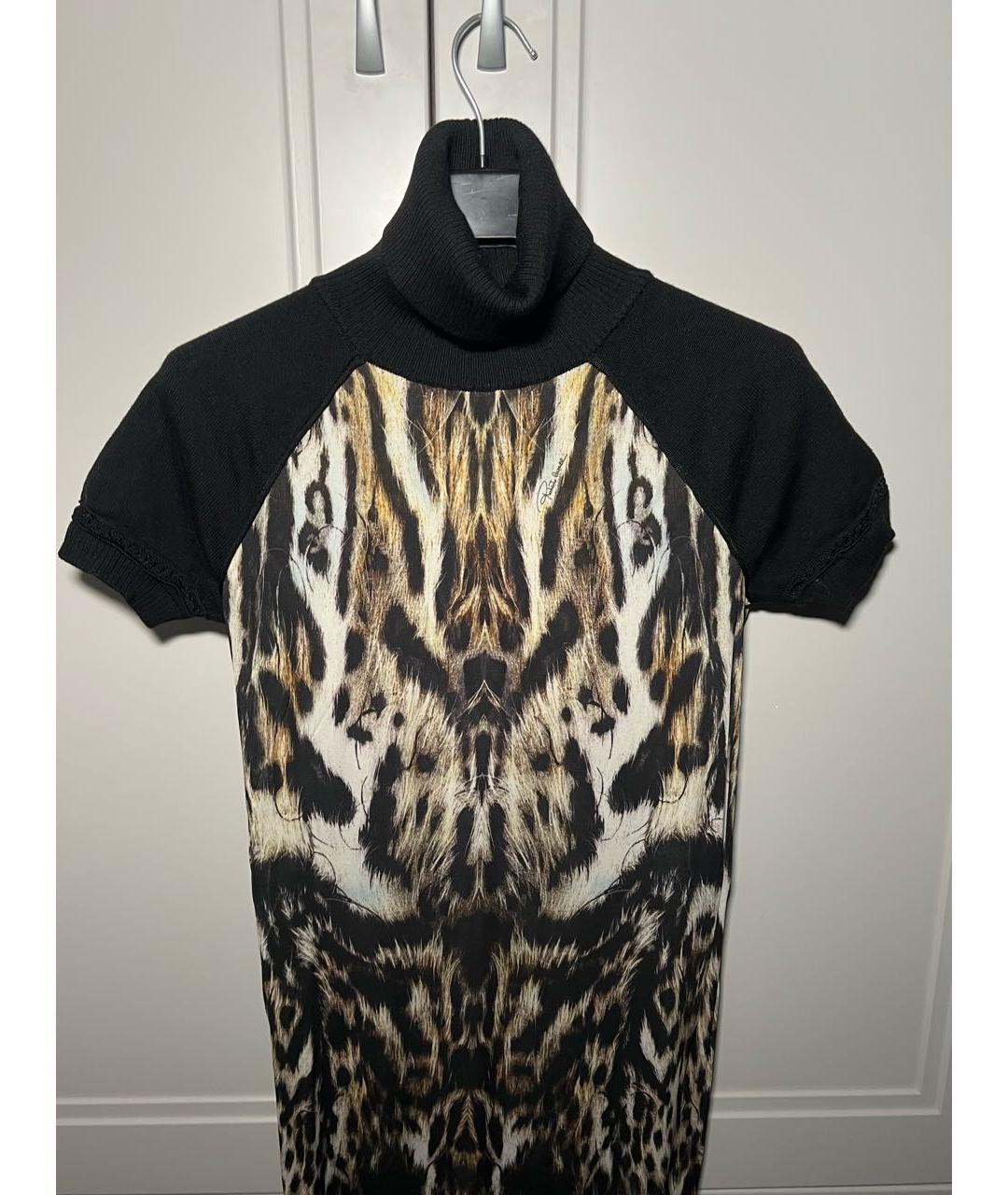 ROBERTO CAVALLI Черное вискозное повседневное платье, фото 2