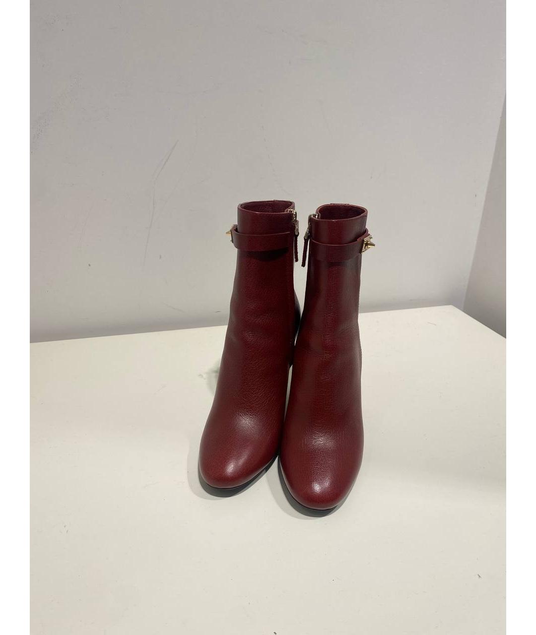 FENDI Бордовые кожаные ботильоны, фото 2