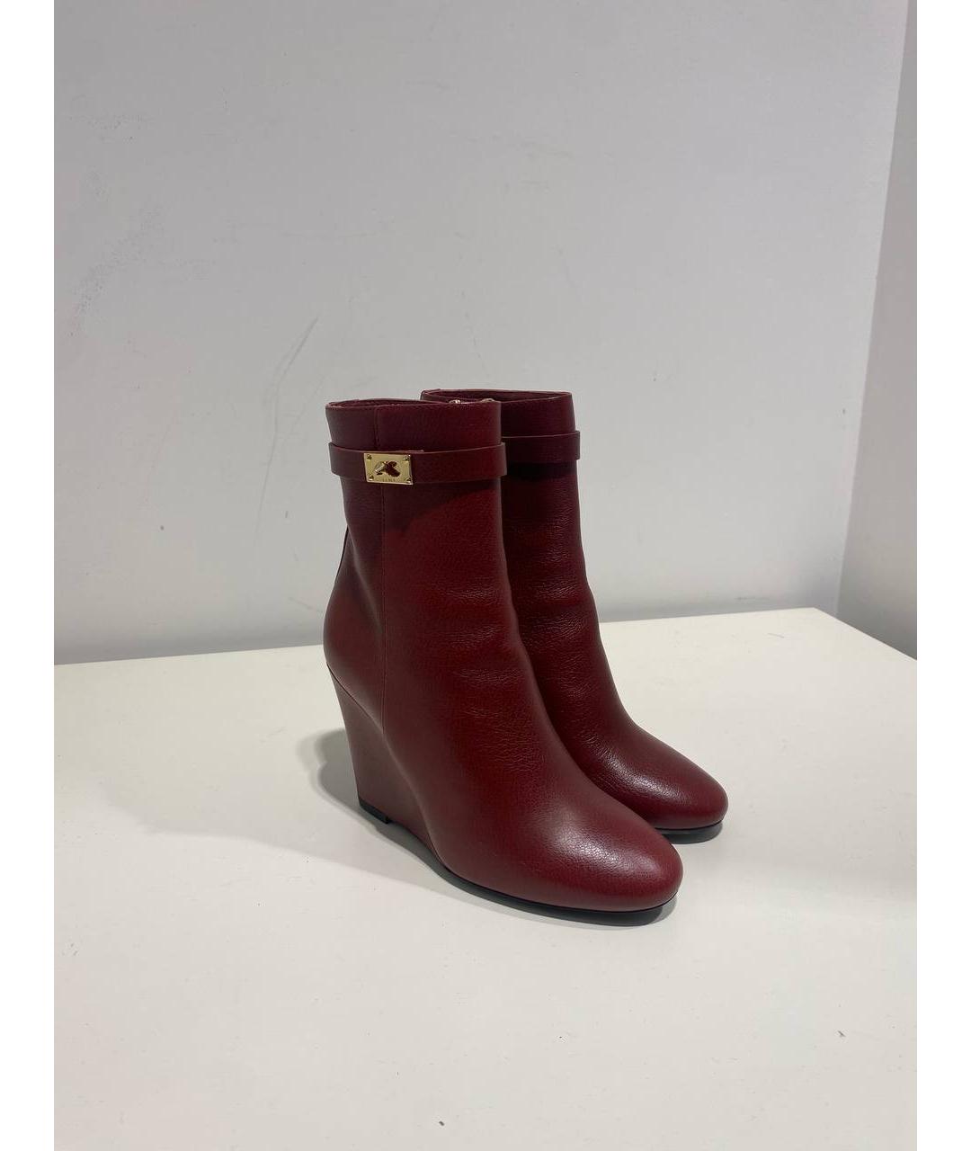 FENDI Бордовые кожаные ботильоны, фото 4