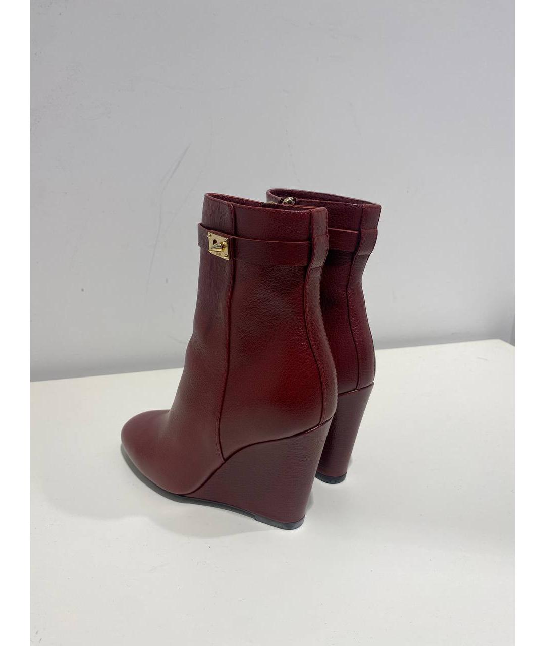 FENDI Бордовые кожаные ботильоны, фото 3