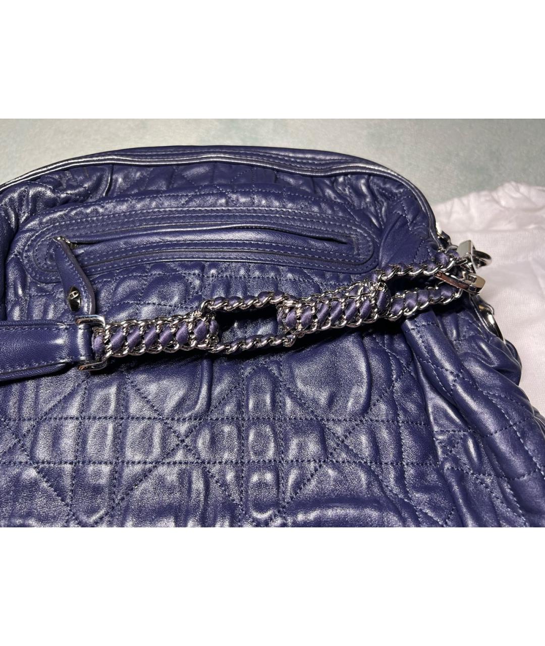 CHRISTIAN DIOR Темно-синяя кожаная сумка с короткими ручками, фото 4