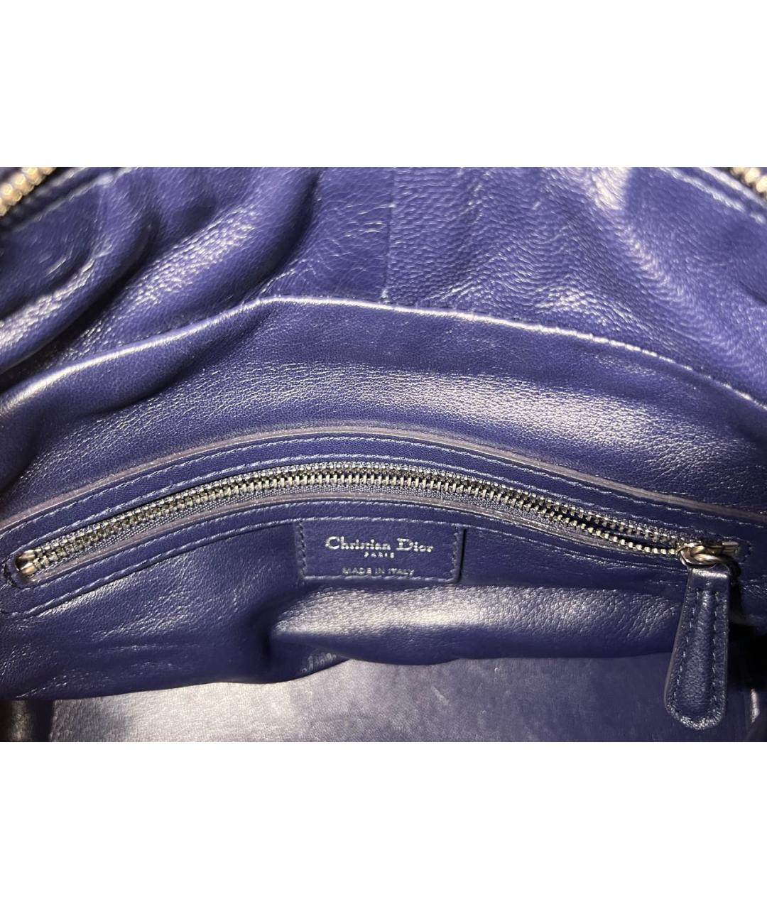 CHRISTIAN DIOR Темно-синяя кожаная сумка с короткими ручками, фото 6