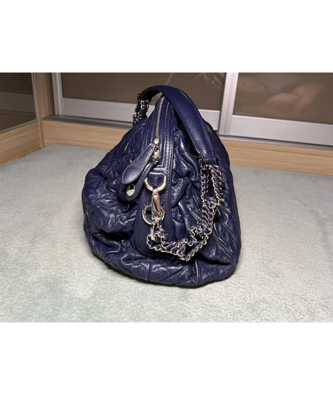 CHRISTIAN DIOR Темно-синяя кожаная сумка с короткими ручками, фото 3