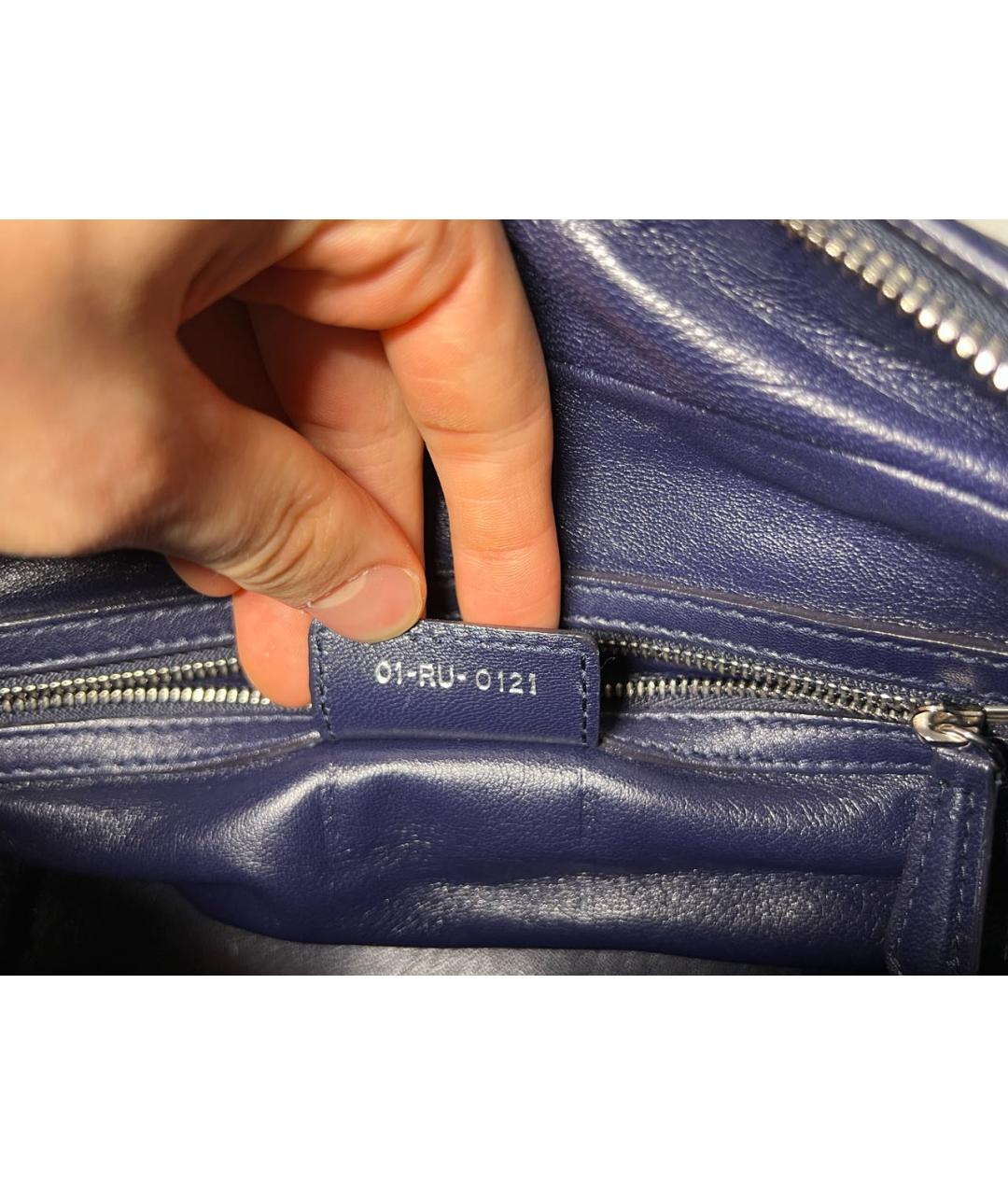 CHRISTIAN DIOR Темно-синяя кожаная сумка с короткими ручками, фото 5