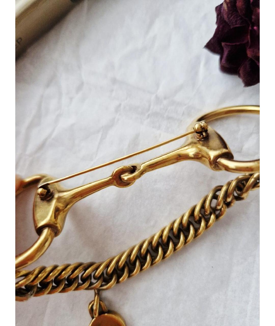 GUCCI Золотая металлическая булавка / брошь, фото 4