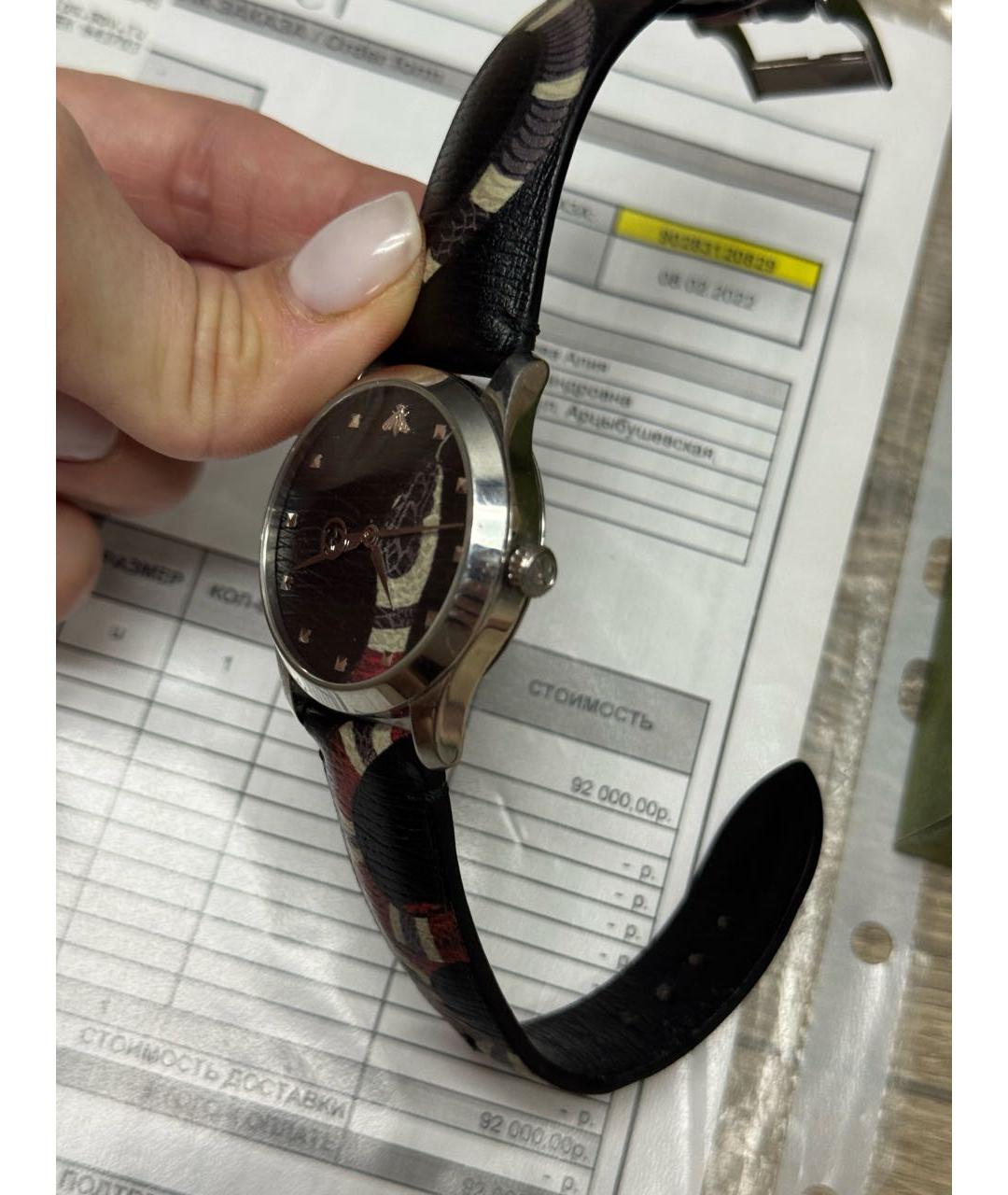 GUCCI Черные металлические часы, фото 6