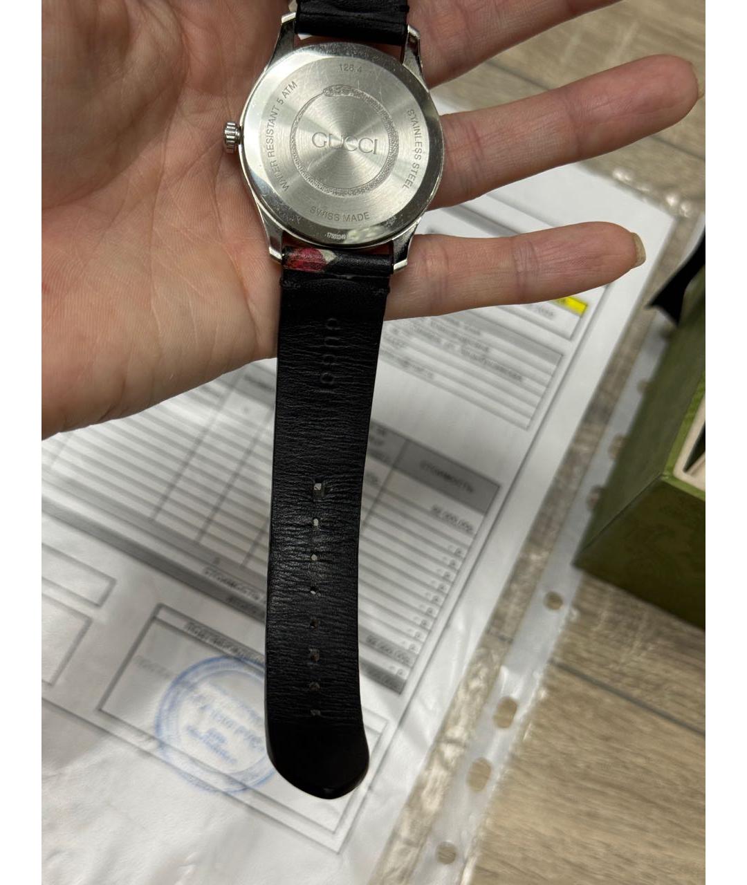 GUCCI Черные металлические часы, фото 8