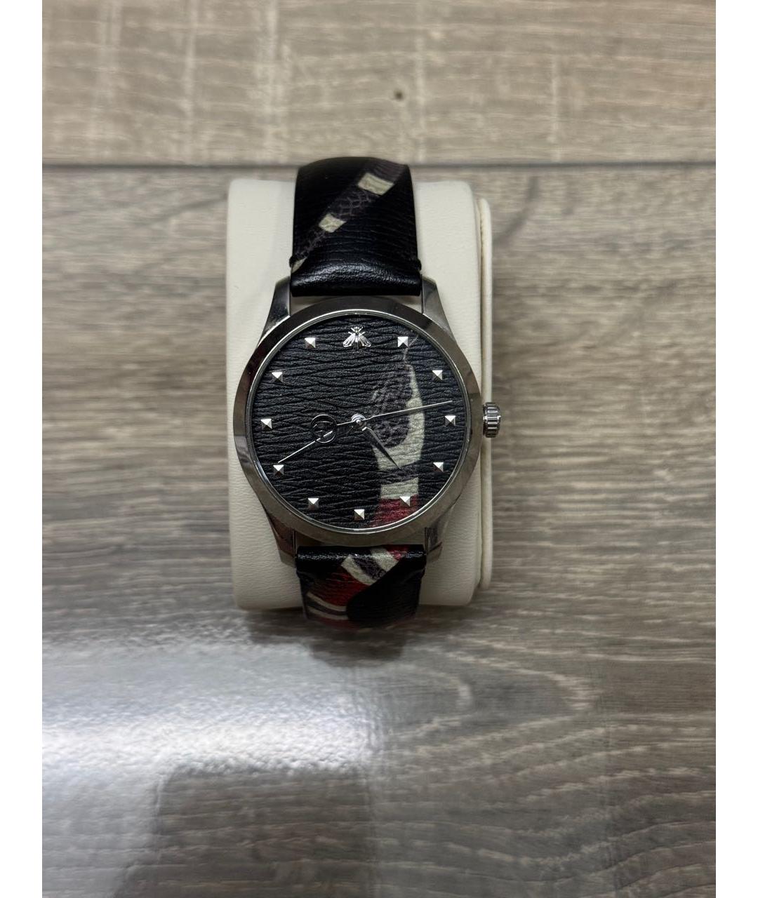 GUCCI Черные металлические часы, фото 9