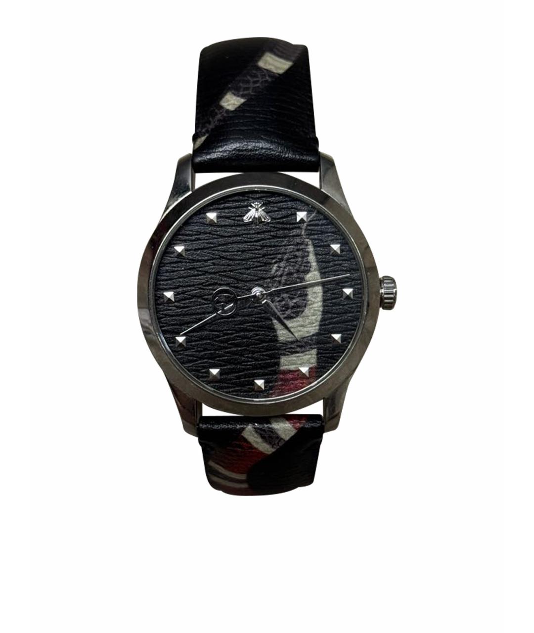 GUCCI Черные металлические часы, фото 1