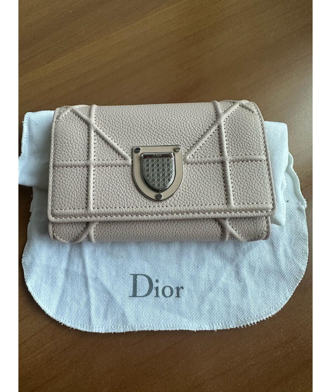 CHRISTIAN DIOR Бежевый кожаный кошелек, фото 5