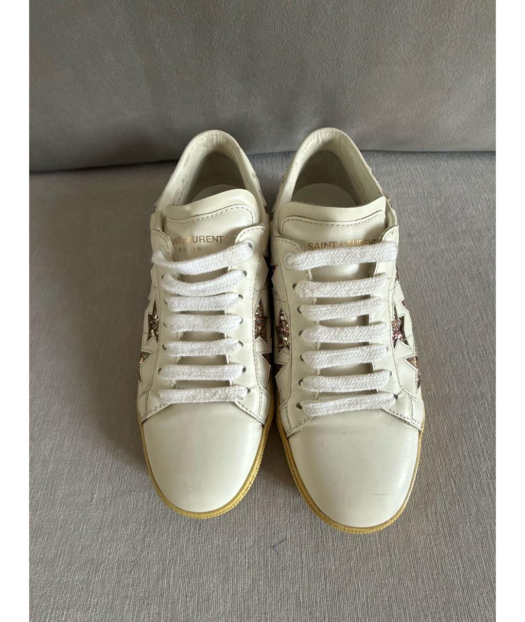 SAINT LAURENT Белые кожаные кеды, фото 3