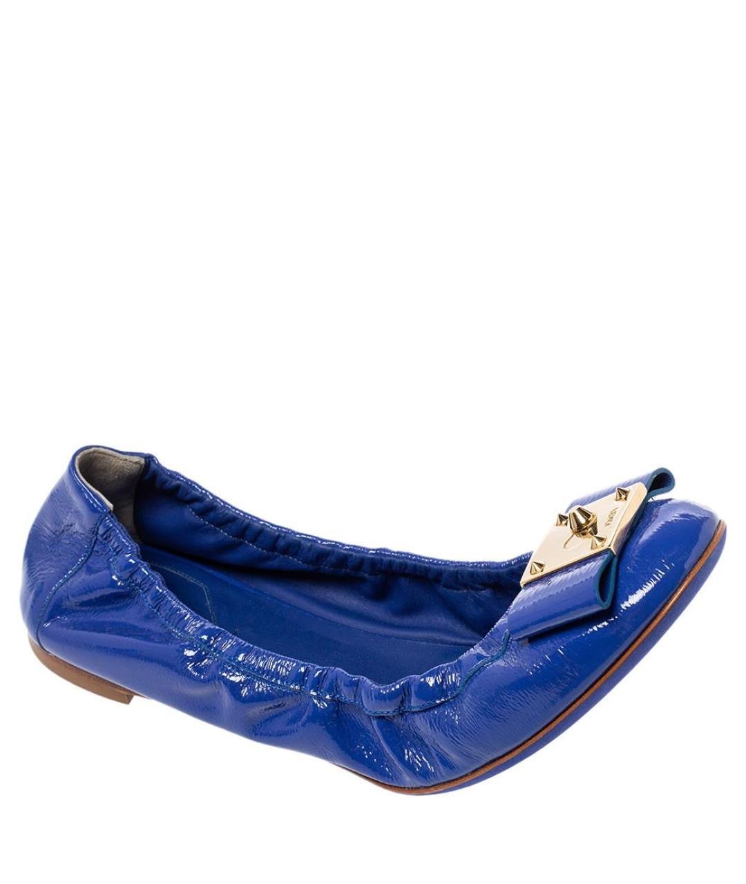 FENDI Синие кожаные балетки, фото 1