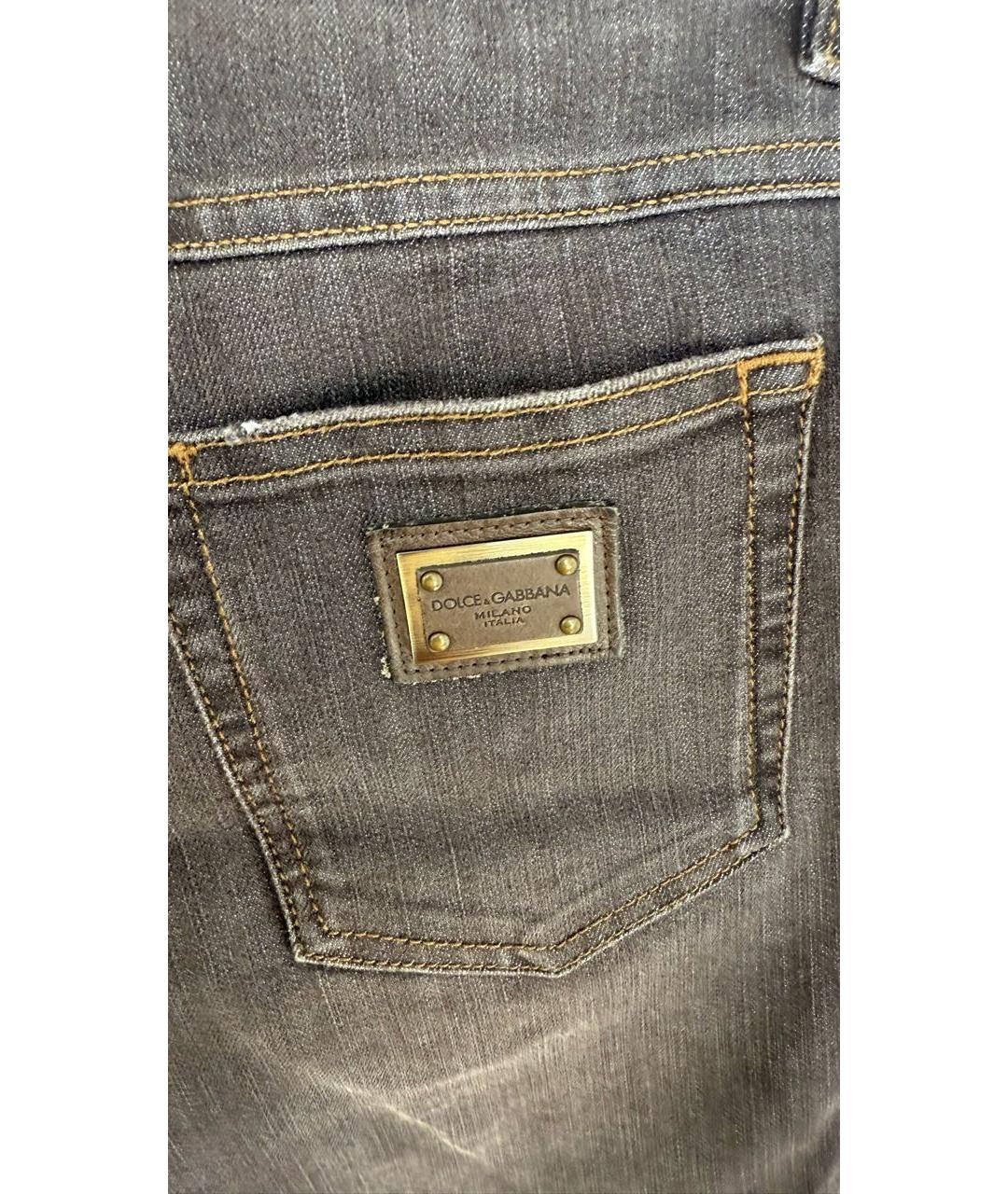 DOLCE&GABBANA Коричневые хлопко-эластановые джинсы слим, фото 4