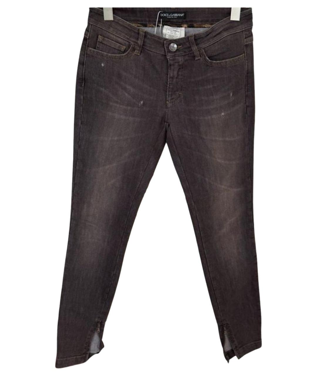DOLCE&GABBANA Коричневые хлопко-эластановые джинсы слим, фото 1