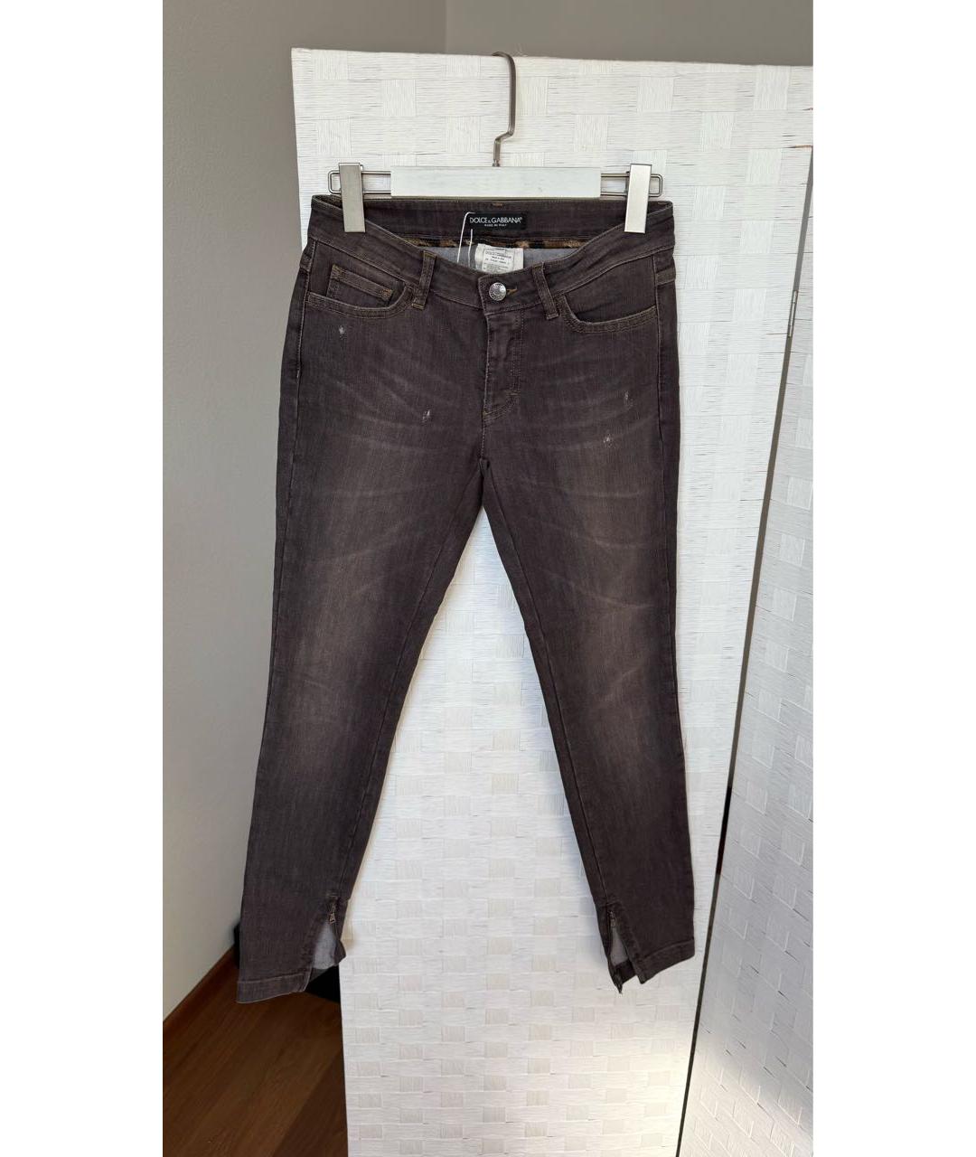 DOLCE&GABBANA Коричневые хлопко-эластановые джинсы слим, фото 6