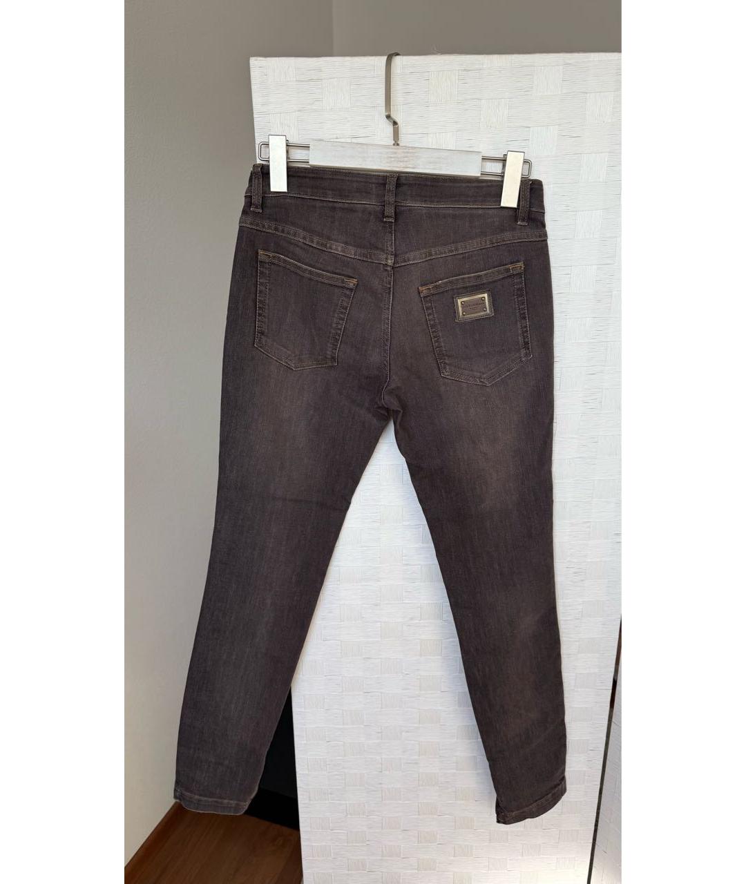 DOLCE&GABBANA Коричневые хлопко-эластановые джинсы слим, фото 2