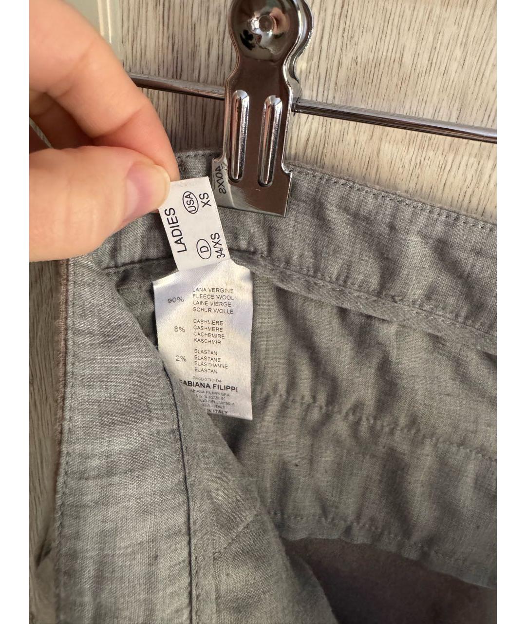 FABIANA FILIPPI Серые шерстяные брюки узкие, фото 8