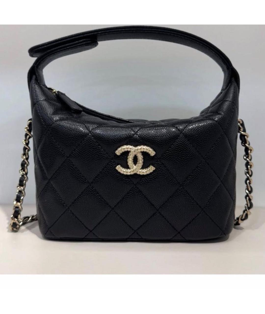 CHANEL Черная кожаная сумка с короткими ручками, фото 2