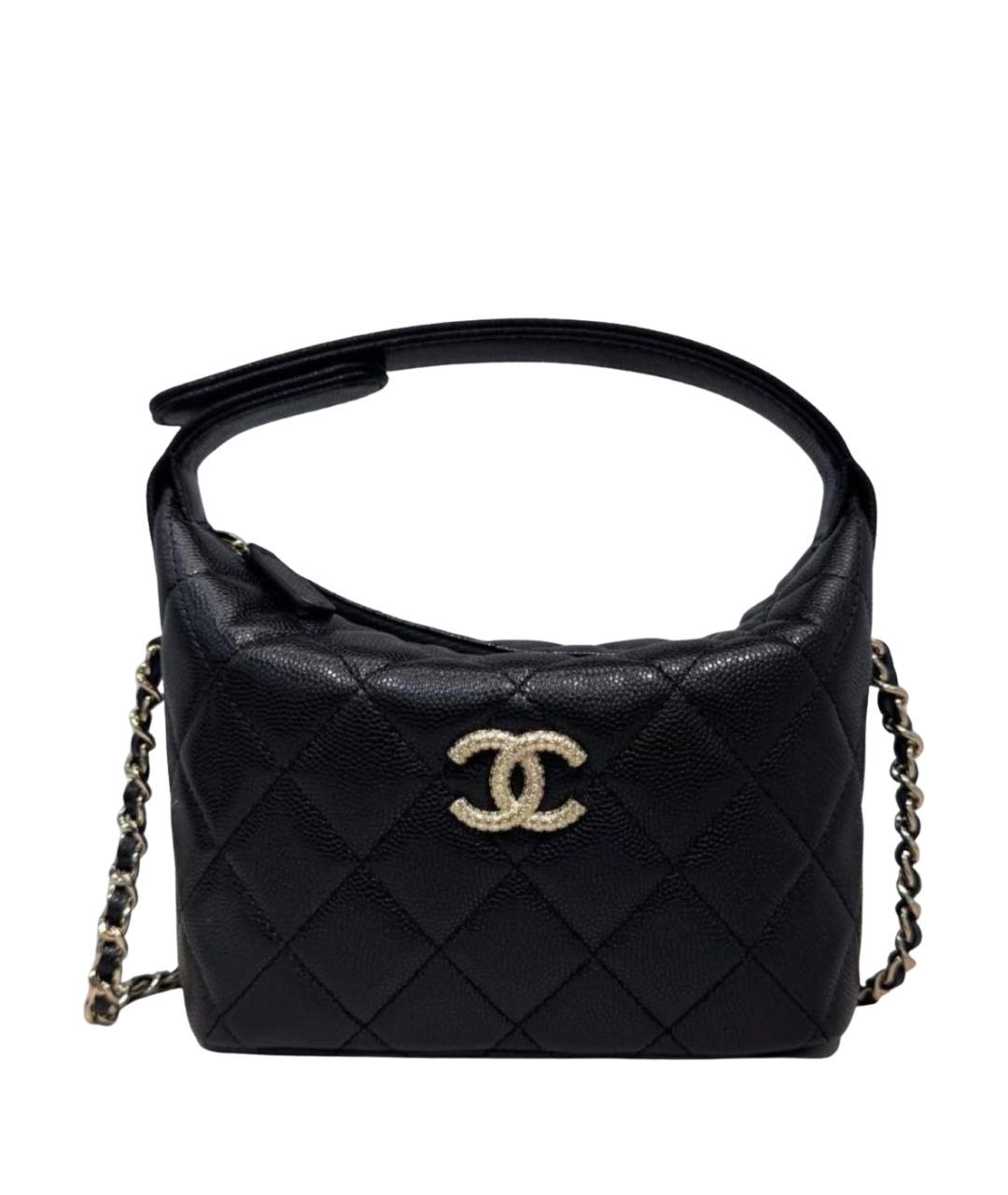 CHANEL Черная кожаная сумка с короткими ручками, фото 1