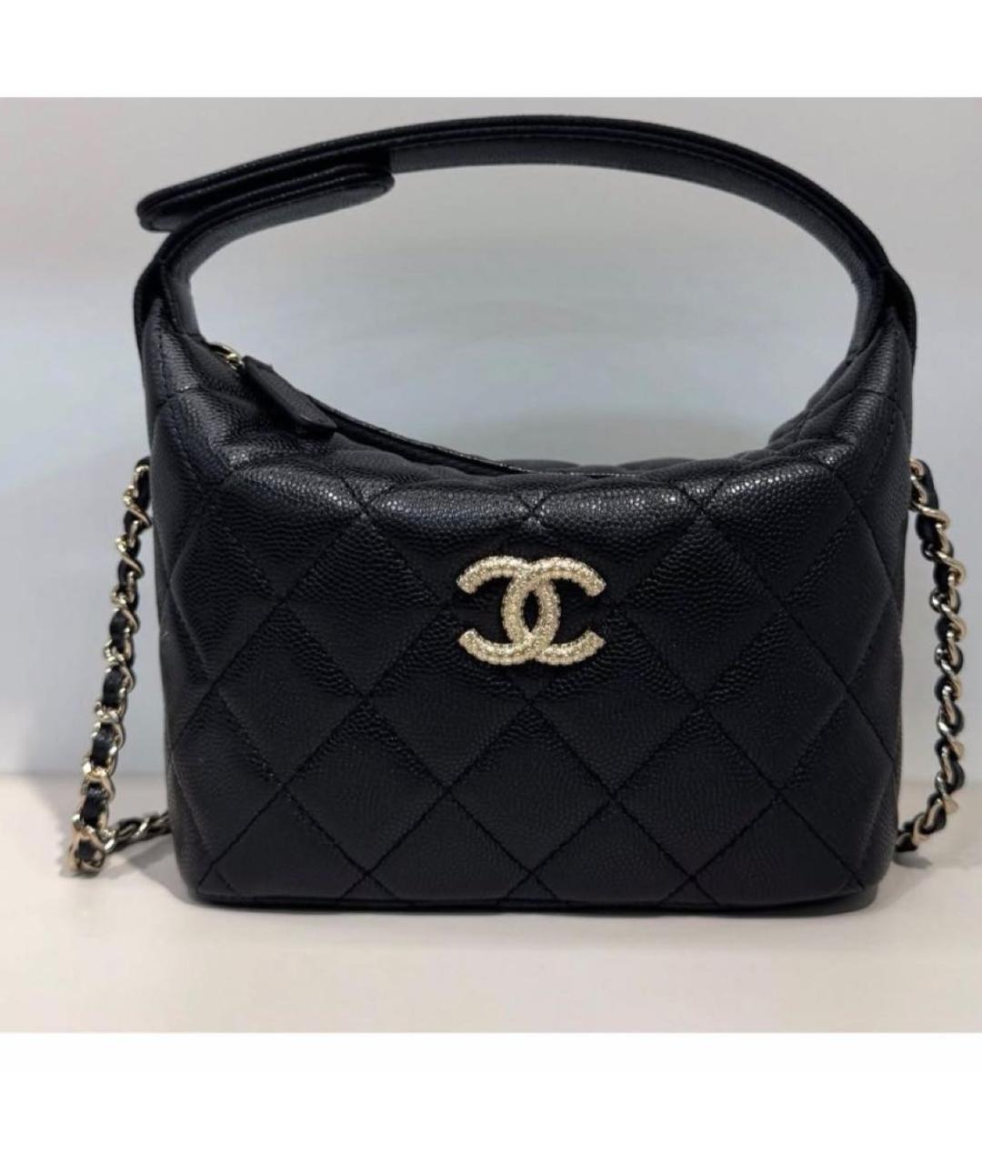 CHANEL Черная кожаная сумка с короткими ручками, фото 3