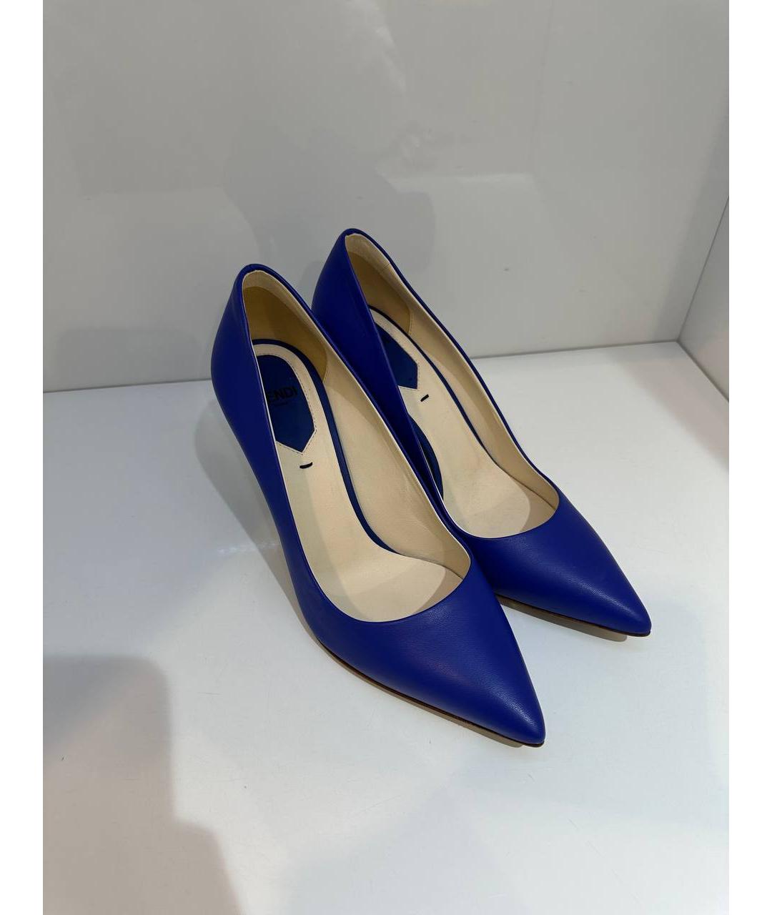 FENDI Синие кожаные туфли, фото 3
