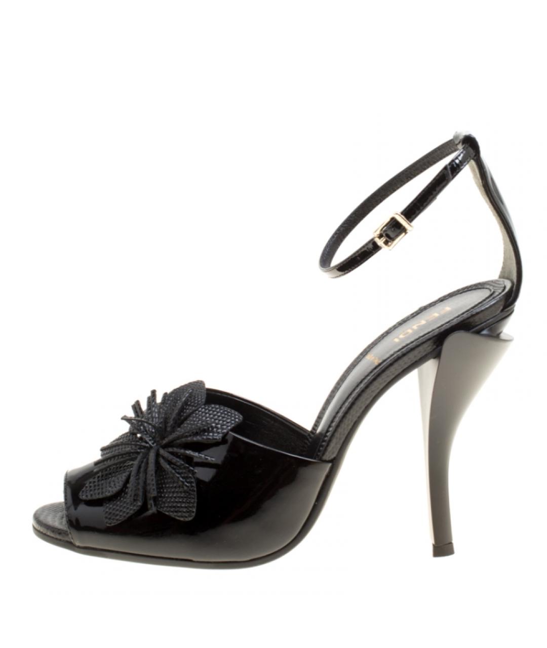 FENDI Черные кожаные босоножки, фото 5