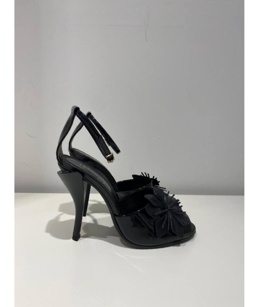 FENDI Черные кожаные босоножки, фото 4