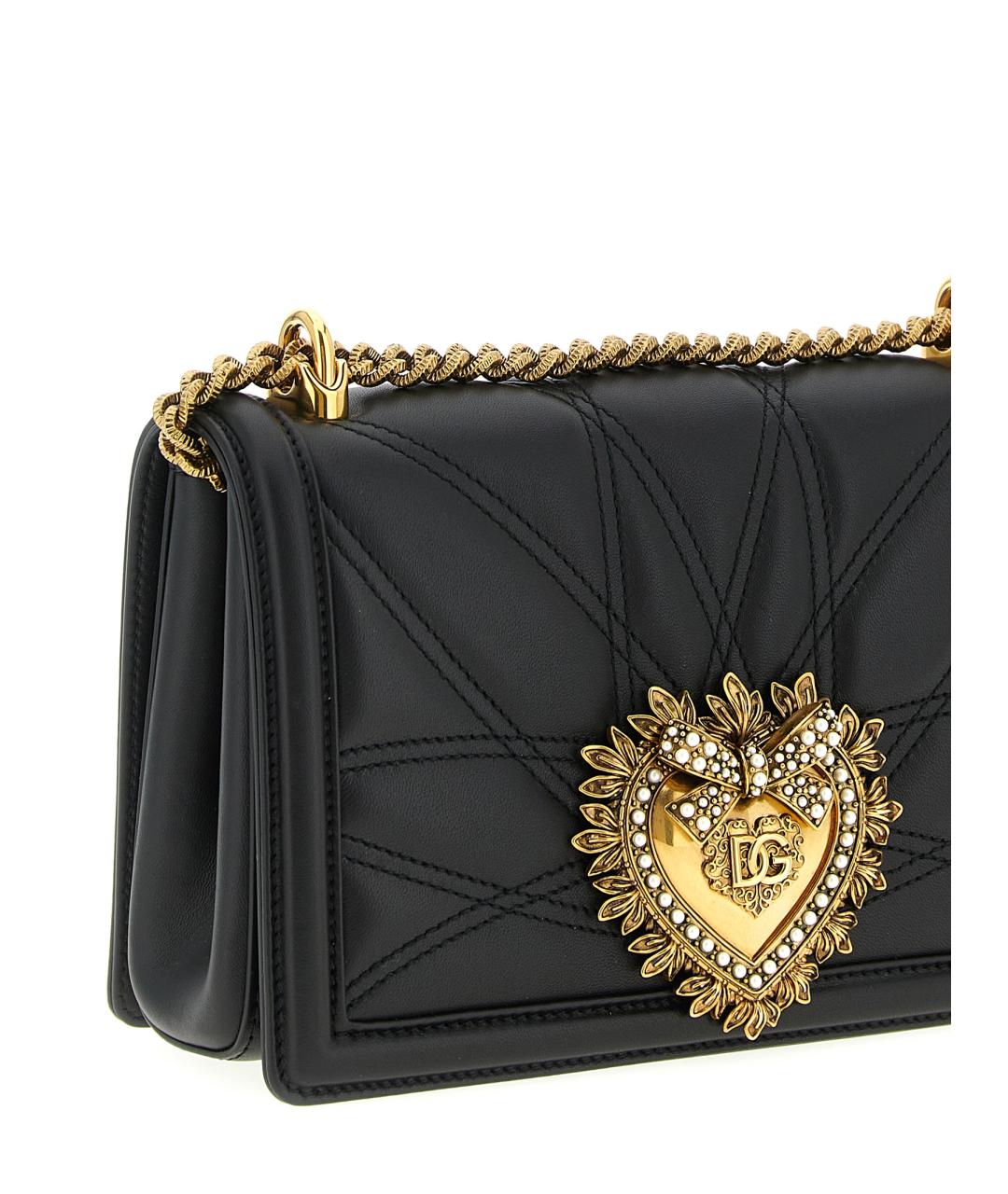 DOLCE&GABBANA Черная кожаная сумка через плечо, фото 3