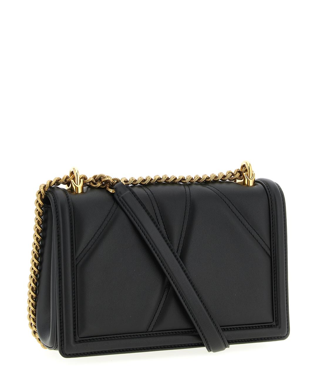 DOLCE&GABBANA Черная кожаная сумка через плечо, фото 2