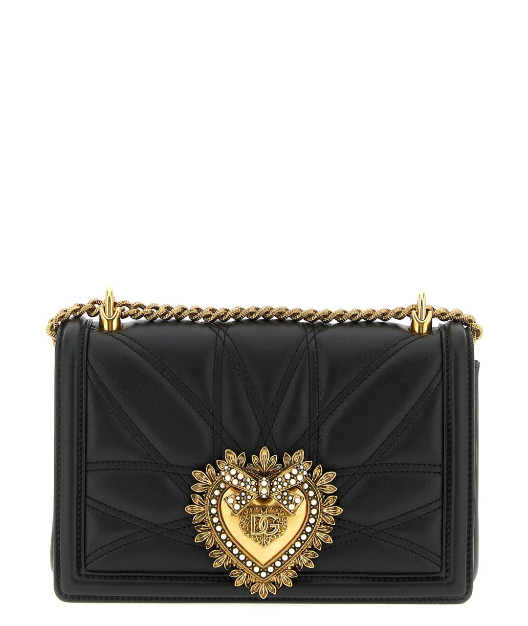 DOLCE&GABBANA Черная кожаная сумка через плечо, фото 1