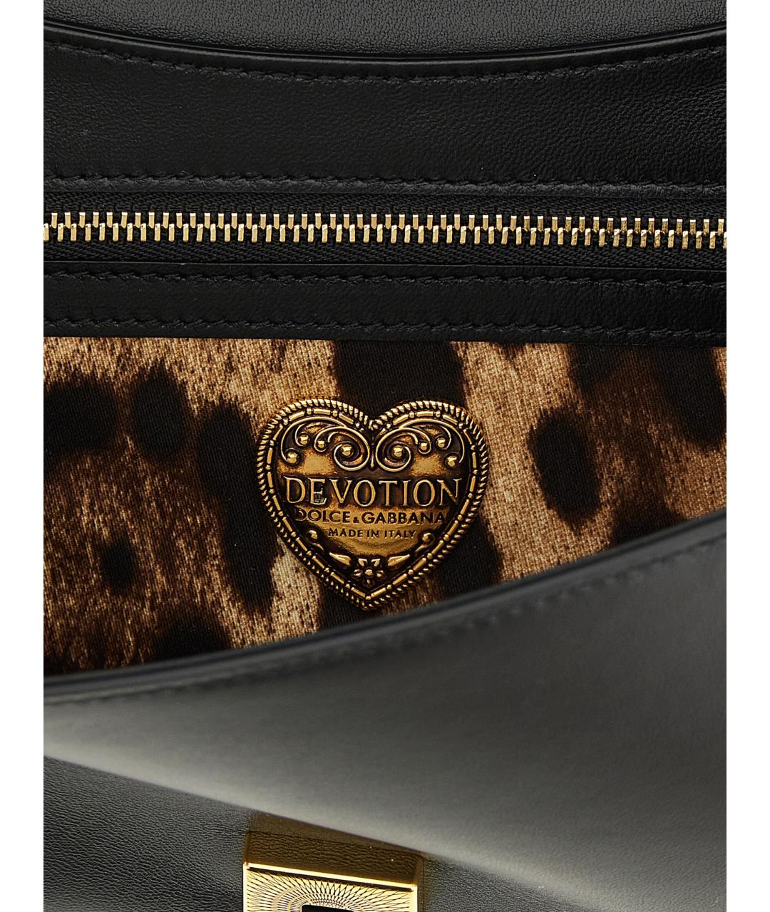 DOLCE&GABBANA Черная кожаная сумка через плечо, фото 4