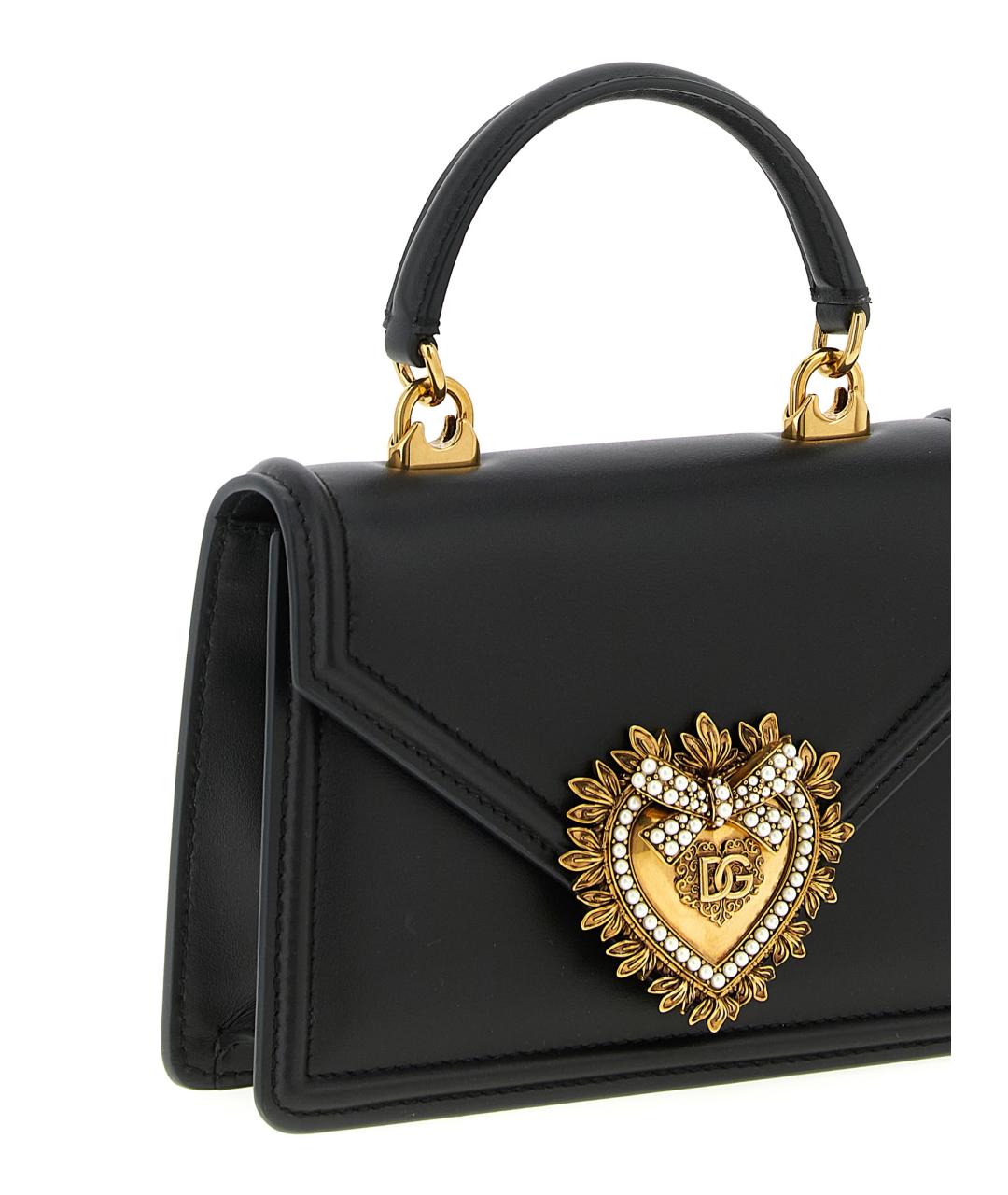 DOLCE&GABBANA Черная кожаная сумка через плечо, фото 3