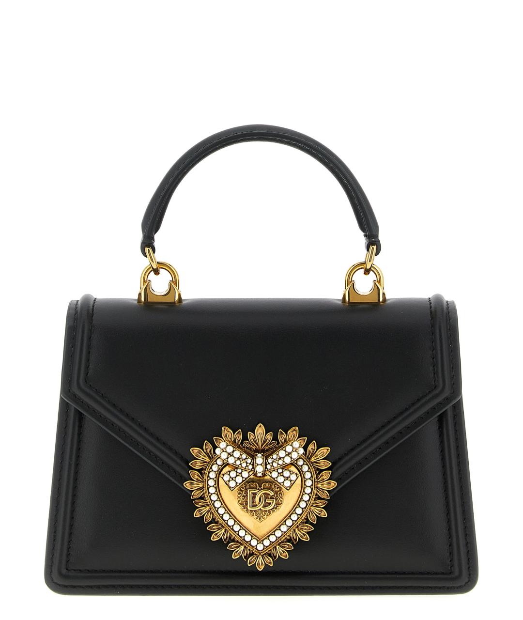 DOLCE&GABBANA Черная кожаная сумка через плечо, фото 1