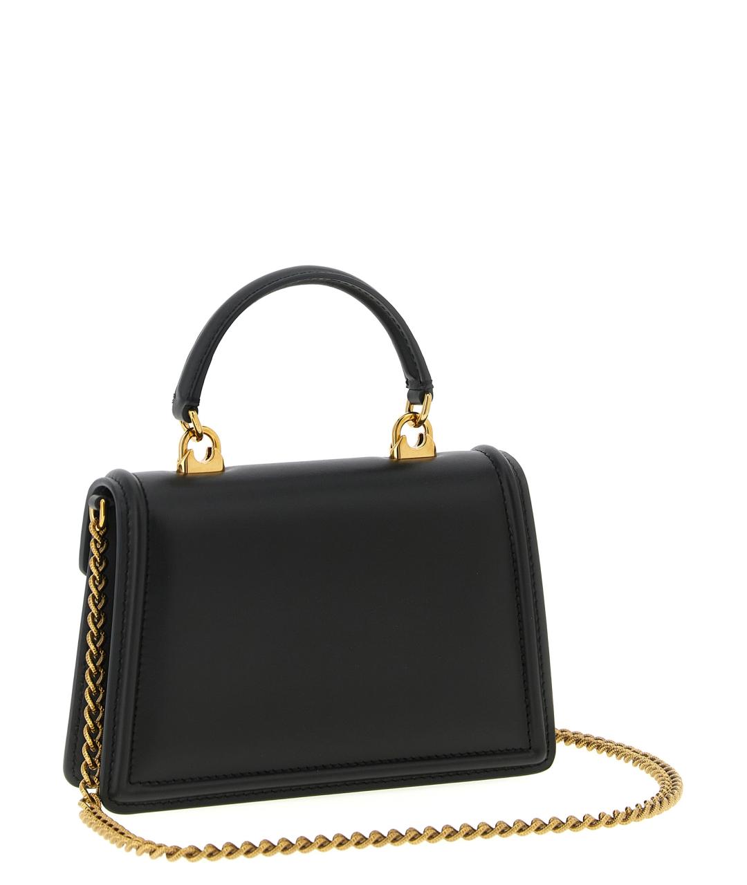 DOLCE&GABBANA Черная кожаная сумка через плечо, фото 2