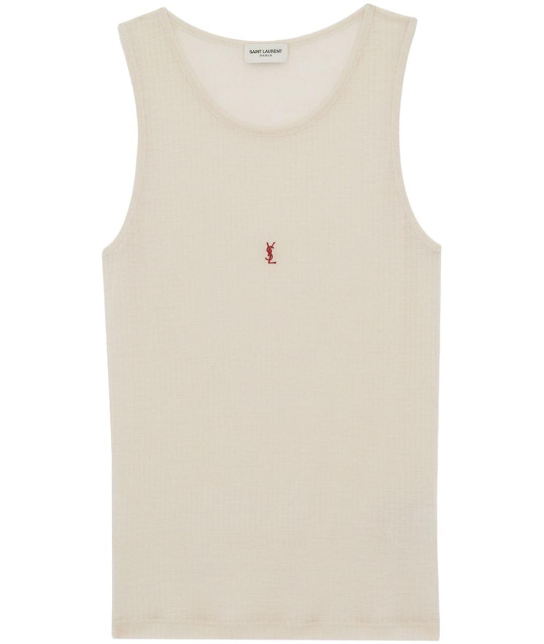 SAINT LAURENT Бежевая шерстяная майка, фото 3