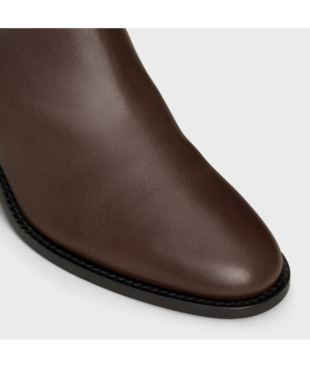 CELINE Коричневые кожаные ботильоны, фото 4
