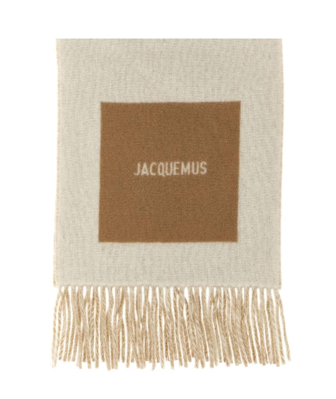 JACQUEMUS Бежевый шерстяной шарф, фото 3