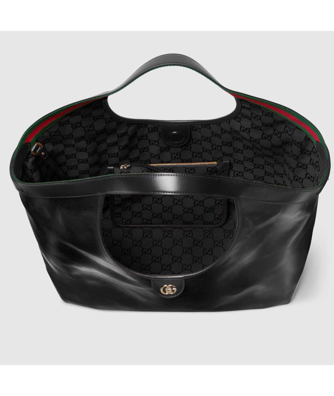 GUCCI Черная кожаная сумка с короткими ручками, фото 5