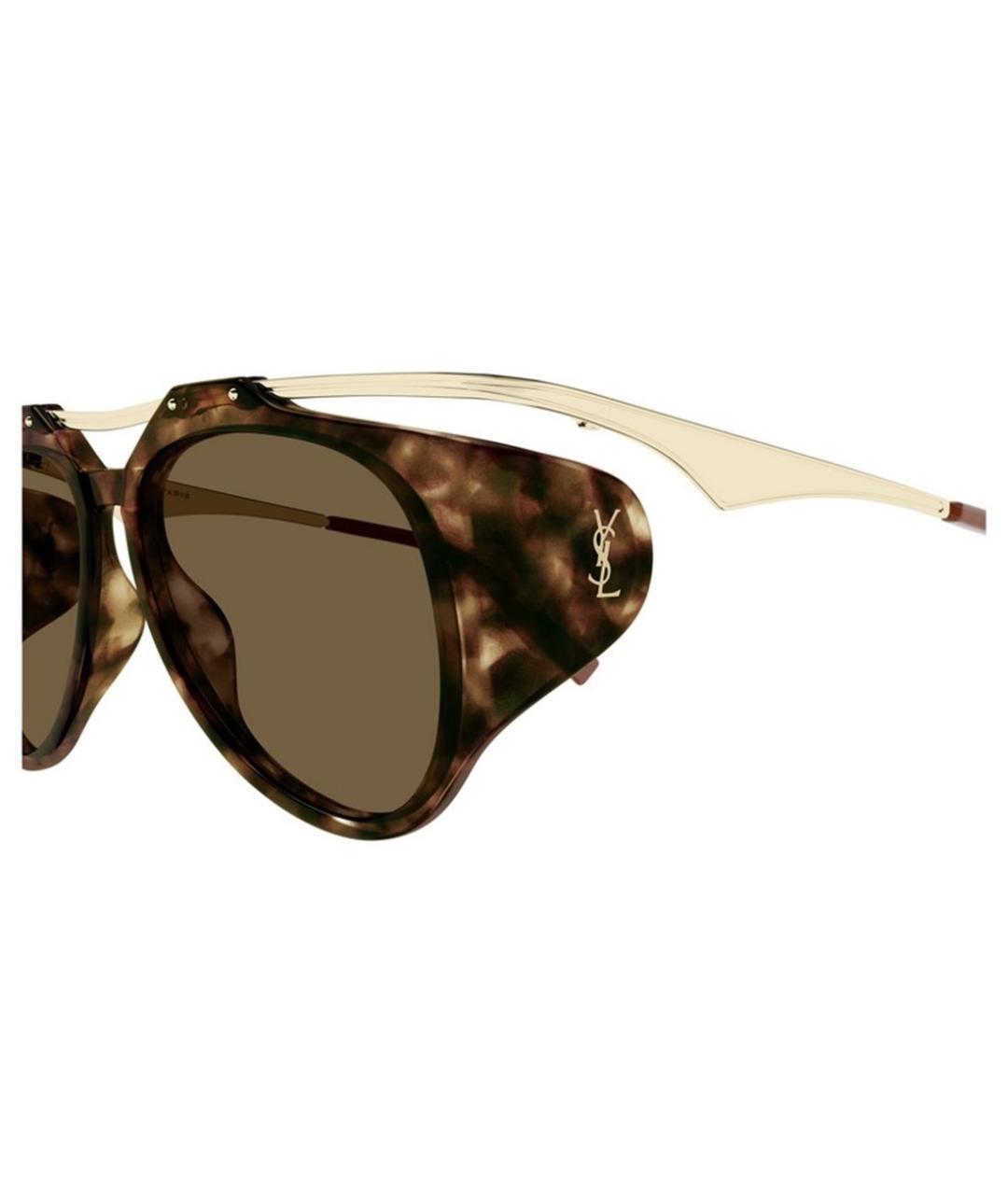 SAINT LAURENT Коричневые пластиковые солнцезащитные очки, фото 3