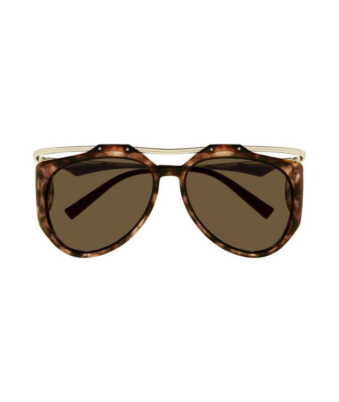 SAINT LAURENT Коричневые пластиковые солнцезащитные очки, фото 1