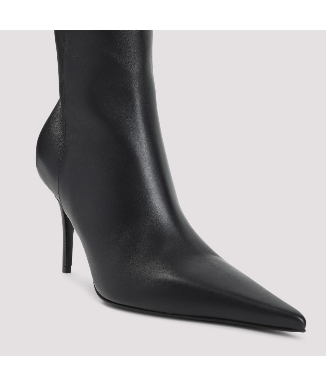 Amina Muaddi Черные кожаные сапоги, фото 4