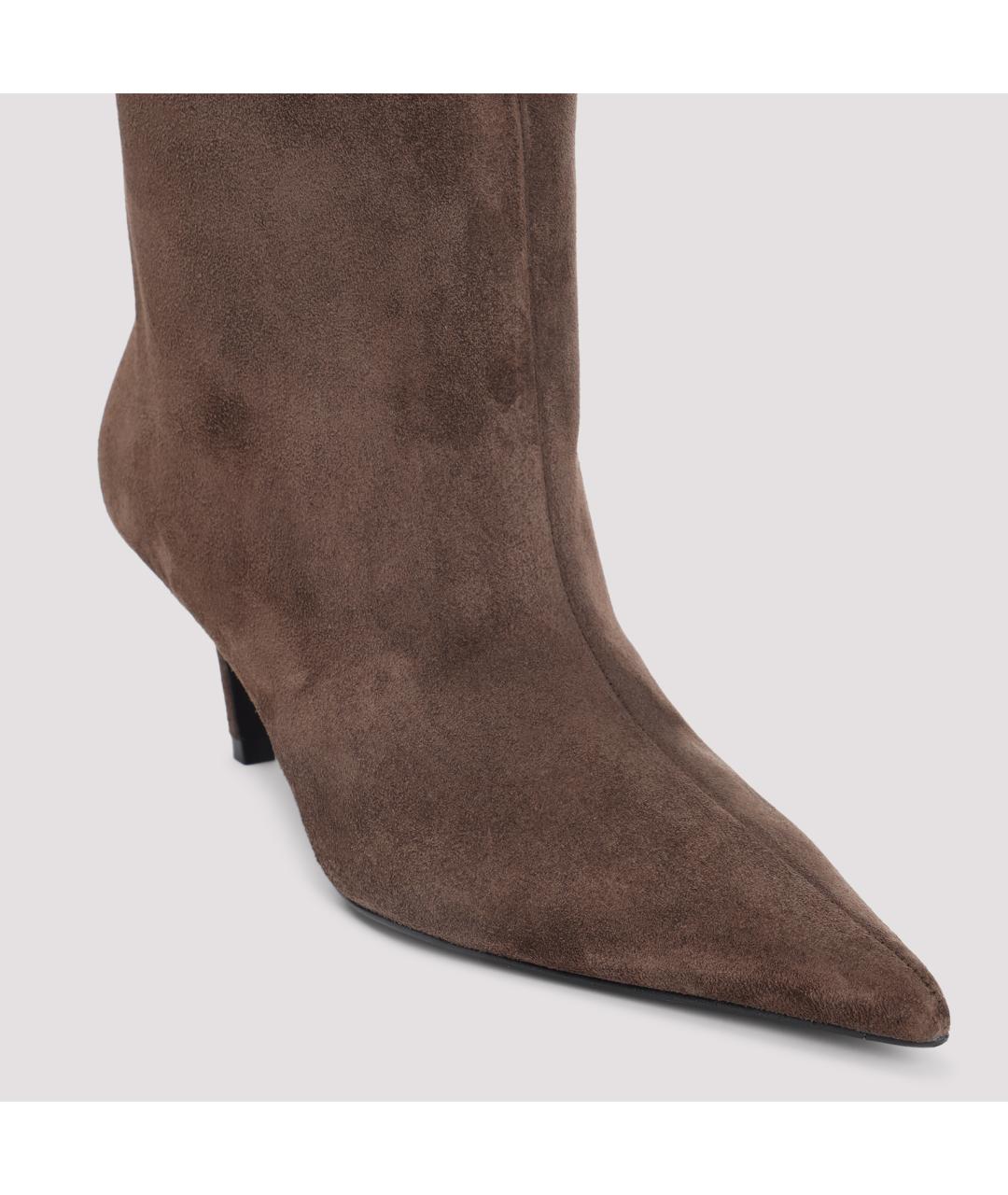 Amina Muaddi Коричневые замшевые сапоги, фото 4