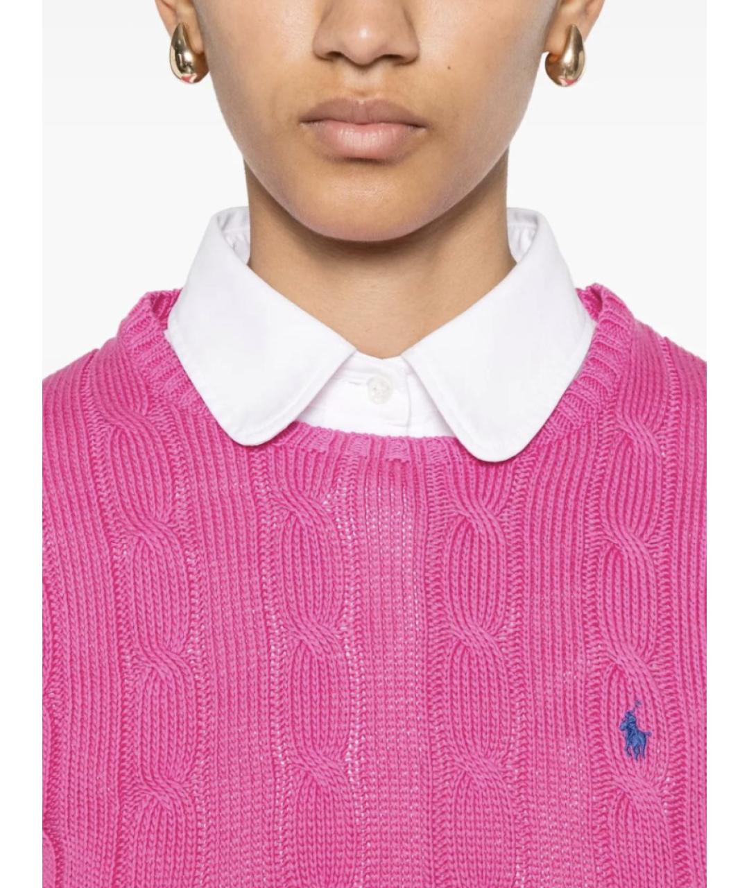 POLO RALPH LAUREN Розовый хлопковый джемпер / свитер, фото 2