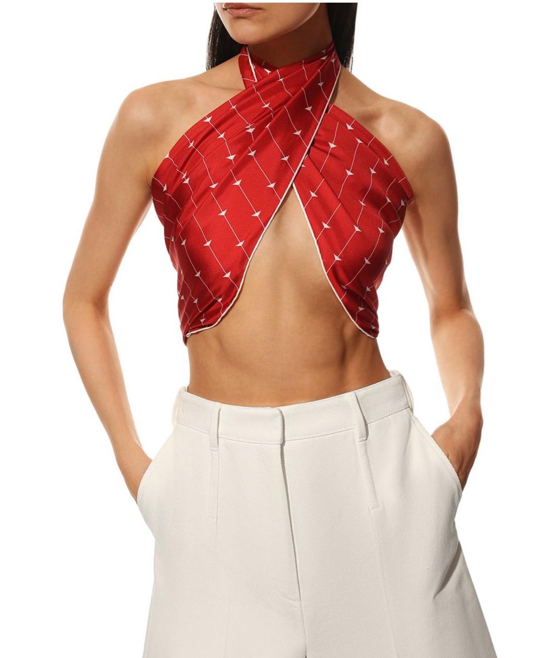 PRADA Красный шелковый платок, фото 5